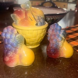 Shawnee from 50’s sugar bowl and shakers no chips or cracks good shape for age